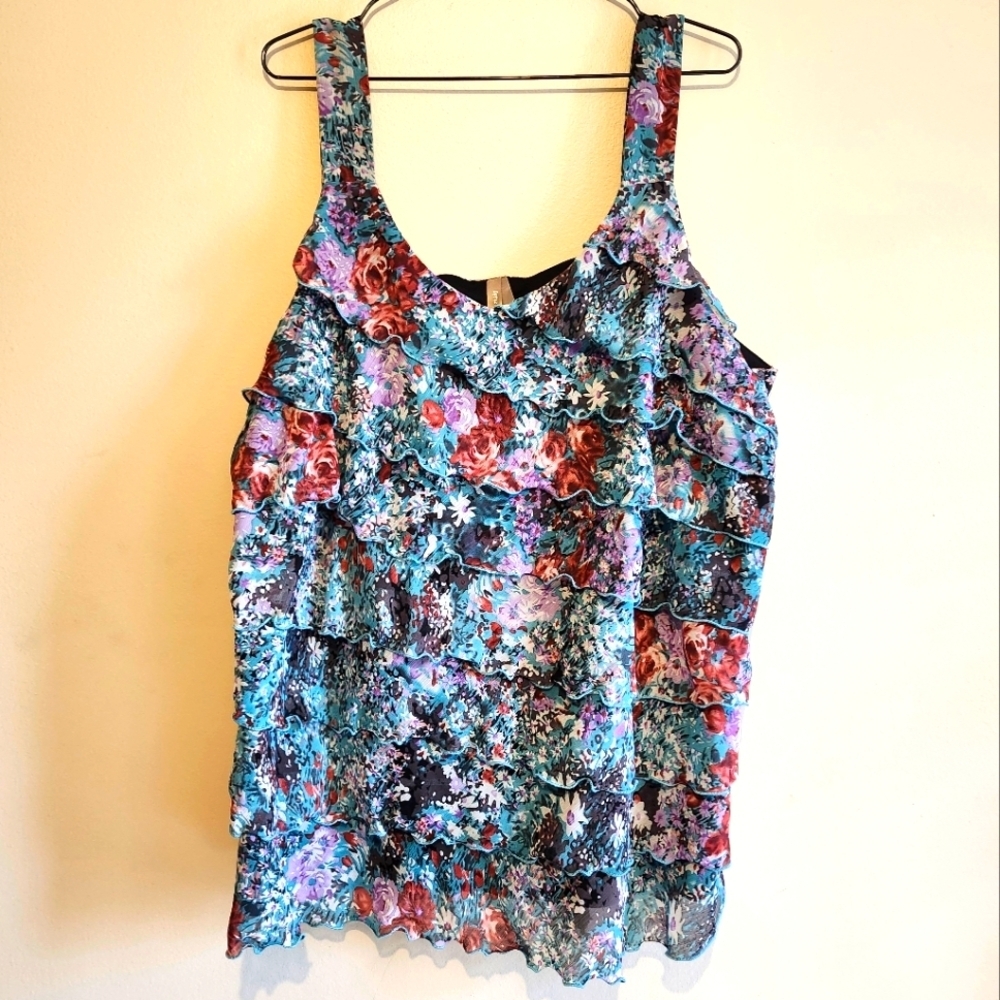 *4 for $20* Floral Ruffle Sleeveless Blouse - Camisole